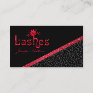 Carte De Visite Chic empreinte de léopard glittery chats lashes lo