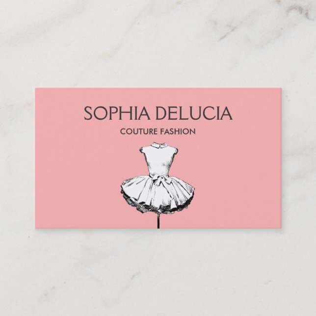 Carte De Visite Chic et Robe de Fille Rose Mode Boutique (Devant)