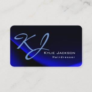 Carte De Visite Chic et tendance Monogram Blue Coiffeur
