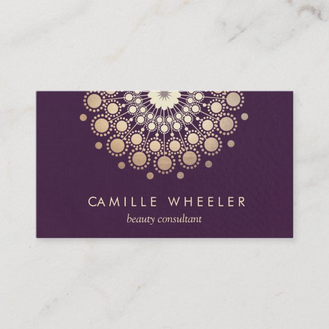 Carte De Visite Chic Fashion & Beauty Stylist Gold Rosette Purple (Devant)