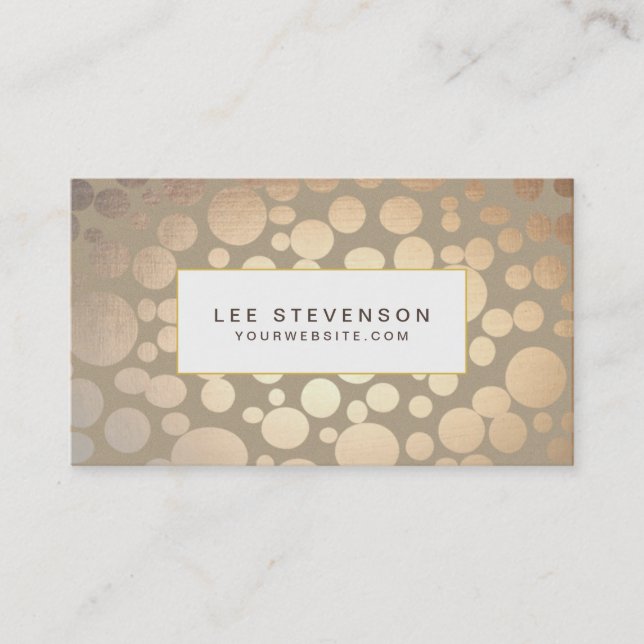 Carte De Visite Chic Faux Gold Leaf Cercles Taupe Look (Devant)