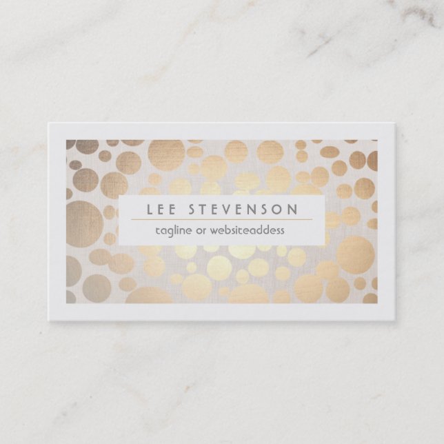 Carte De Visite Chic Faux Gold Leaf Circle Motif Linge Look (Devant)
