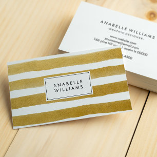Carte De Visite Chic Faux Gold Paint Stripes