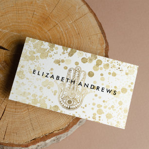 Carte De Visite Chic faux or confetti hamsa main de Fatima