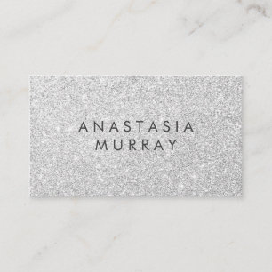 Carte De Visite Chic, Féminin & Glam Gris Paillettes Brillantes