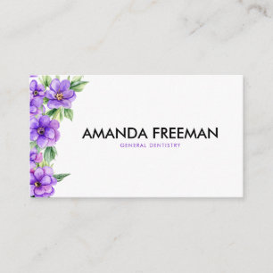 Carte De Visite Chic Fleurs violettes Bureau dentaire Dentiste