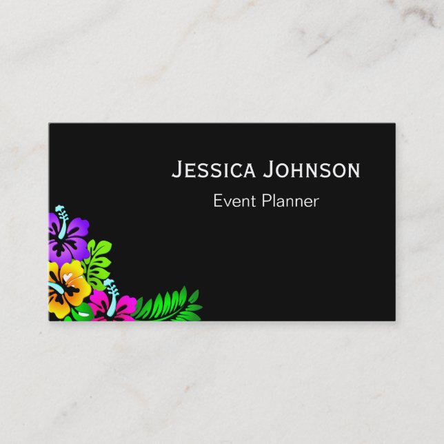 Carte De Visite Chic Floral Bordure Monogramme noir & blanc (Devant)