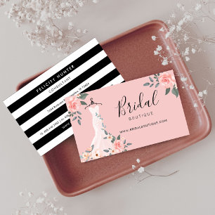 Carte De Visite Chic Floral Rose Mariage robe Boutique nuptiale