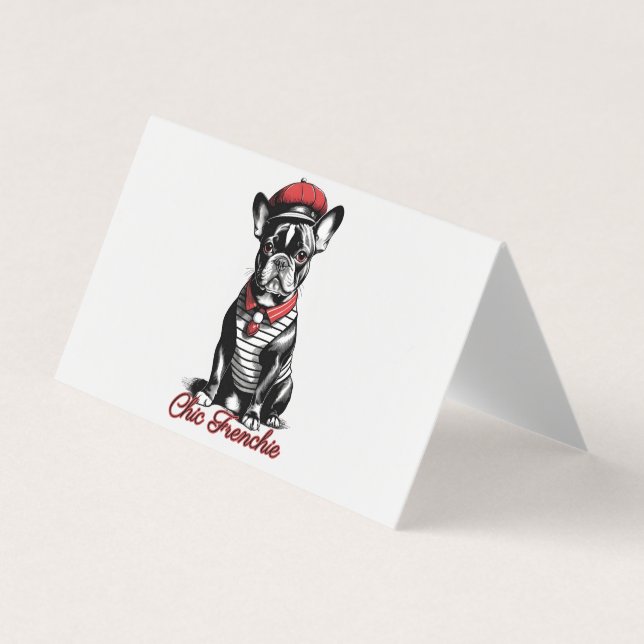 Carte De Visite Chic Frenchie : Design français élégant pour Bulld (Devant)