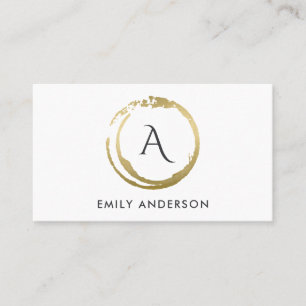 CARTE DE VISITE CHIC GOLD BRUSH STROKE CIRCLE LOGO MONOGRAM