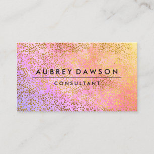 Carte De Visite Chic Gold Confetti Pink Purple Blend