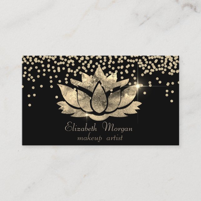 Carte De Visite Chic Gold Diamonds Lotus Noir (Devant)