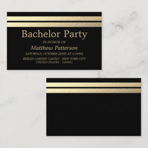 Carte De Visite Chic Gold Foil Stripes Bachelor Party Bicket