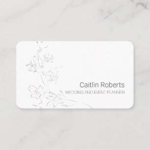 Carte De Visite Chic gris blanc floral minimal