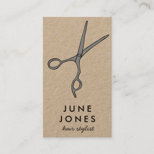 Carte De Visite Chic Hair Styliste Ciseaux Salon Minimal Kraft