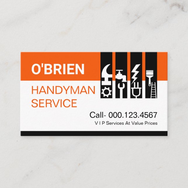 Carte De Visite Chic Handyman Tools Tab (Devant)