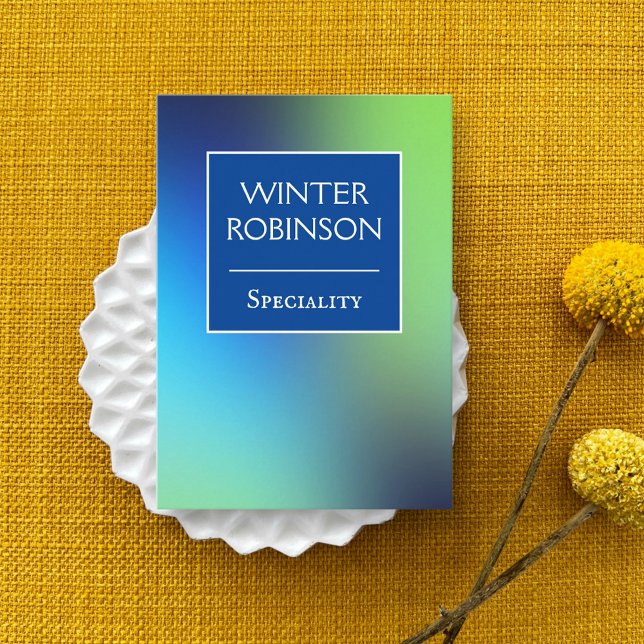 Carte De Visite Chic holographique bleu vert turquoise verticale (Hologram gradient design for stylish business card )