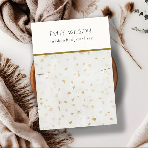 Carte De Visite Chic Ivoire Or Terrazzo Marbre Texture Collier