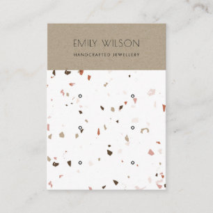 CARTE DE VISITE CHIC KRAFT WHITE TERRAZZO 3 EARRING AFFICHER LOGO
