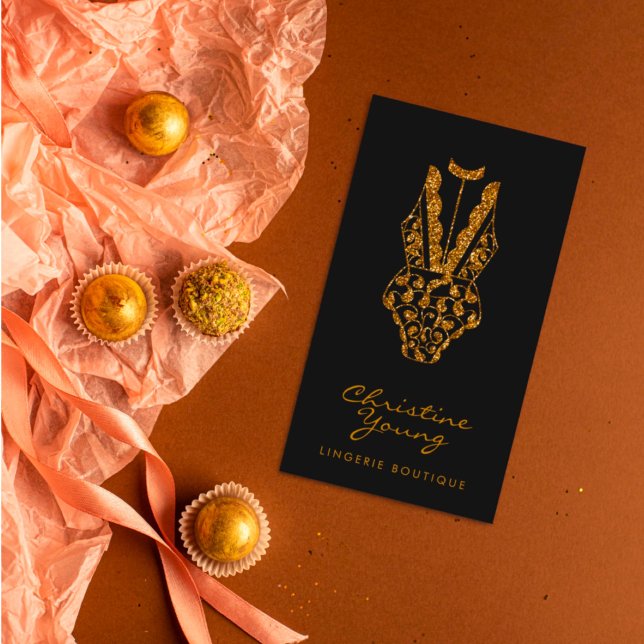 Carte De Visite Chic Lace Lingerie Boutique Parties scintillant d' (Créateur téléchargé)