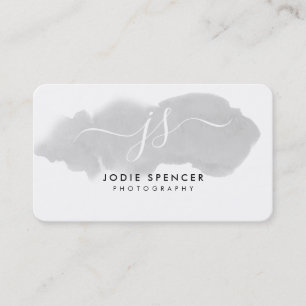 Carte De Visite CHIC LOGO élégant joli initial gris aquarelle