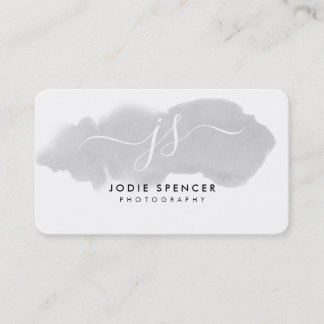 Carte De Visite CHIC LOGO élégant joli initial gris aquarelle