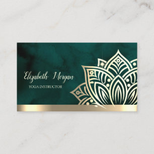 Carte De Visite Chic Lotus Fleur Or Yoga Vert