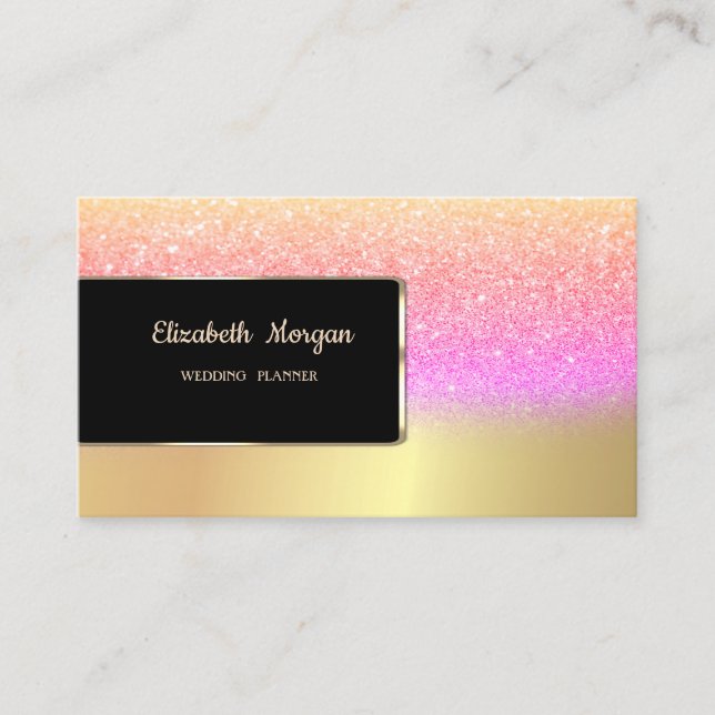 Carte De Visite Chic Luxe Élégant Paillettes Dorées Bokeh (Devant)