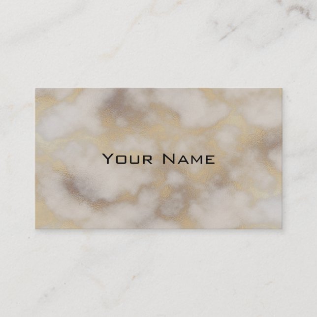 Carte De Visite Chic Luxe Fond Motif Marbre Gris & Or (Devant)