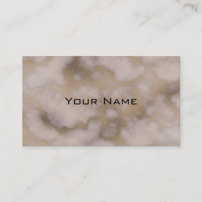 Carte De Visite Chic Luxe Gris & Or Motif Marbre Fond (Devant)