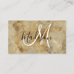 Carte De Visite Chic Luxe Vintage Or Marbre Monogramme