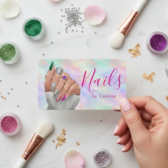 Carte De Visite Chic Manicurist Artist Iridescent Opal Nail Studio (Créateur téléchargé)