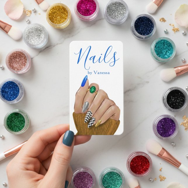 Carte De Visite Chic Manicurist Stylish Nail Technician QR Code (Créateur téléchargé)