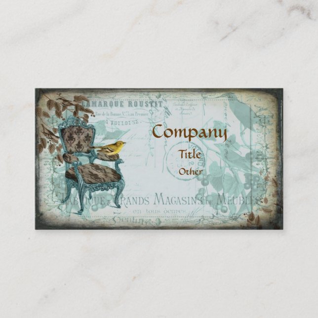 Carte de visite chic minable bleu (Devant)