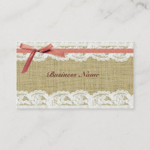 Carte De Visite Chic minable d'arc rose beige de toile de jute et