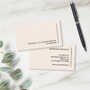 Carte De Visite Chic Minimaliste Moderne Crème Professionnel