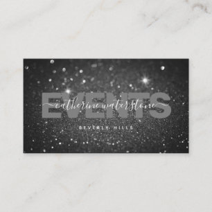 Carte De Visite Chic minimaliste Parties scintillant noire profess