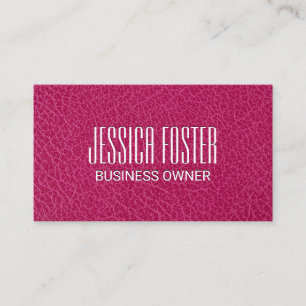 Carte De Visite Chic Minimaliste Texture de Cuir Magenta