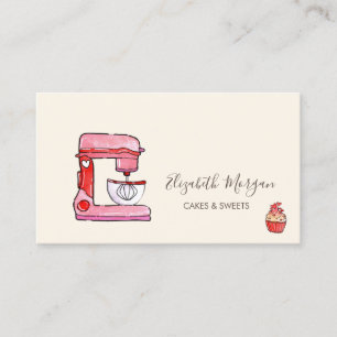 Carte De Visite Chic Mixer Fleurs Boulangerie Cupcake Coeurs