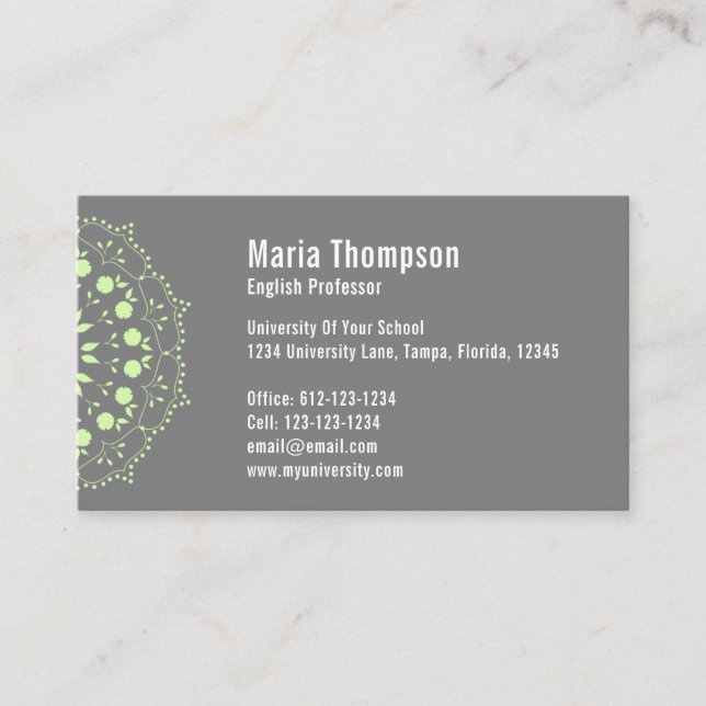 Carte De Visite Chic Modern Professional Green and Grey QR Code (Devant)