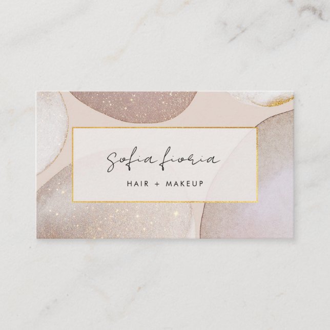 Carte De Visite Chic moderne Blush Gold Parties scintillant (Devant)