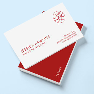 Carte De Visite Chic moderne logo Crimson Red Professional