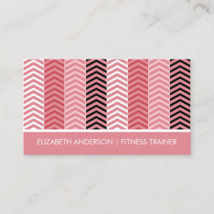 Carte De Visite Chic moderne rose Chevron Stripes Fitness Trainer