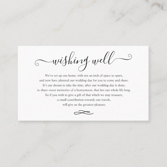 Carte De Visite Chic+Moderne Script Mariage Wishing Well Cards (Devant)