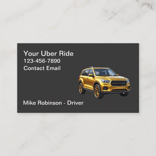 Carte De Visite Chic Moderne Simple Chauffeur de Taxi Uber (Devant)