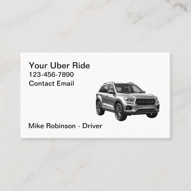 Carte De Visite Chic Moderne Simple Chauffeur de Taxi Uber (Devant)