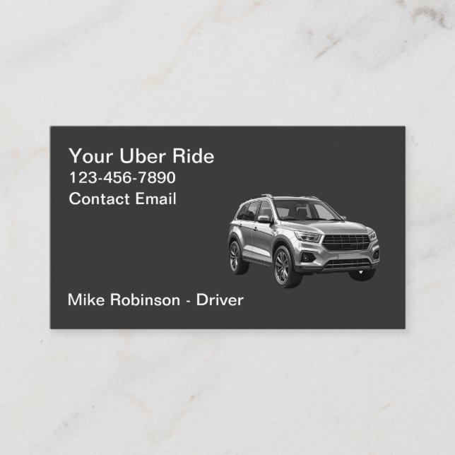 Carte De Visite Chic Moderne Simple Chauffeur de Taxi Uber (Devant)