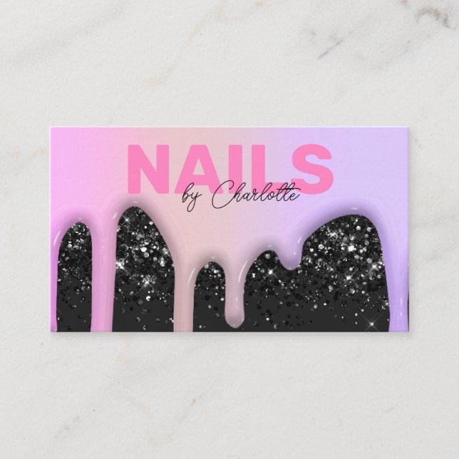 Carte De Visite Chic Moderne Tendance Pink Purple Drives ongles (Devant)