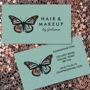 Carte De Visite Chic Monarque Papillon Elégant Aquarelle Vert