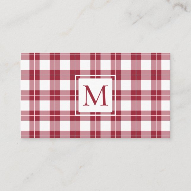 Carte De Visite Chic Monogram Bourgogne et Motif blanc (Devant)